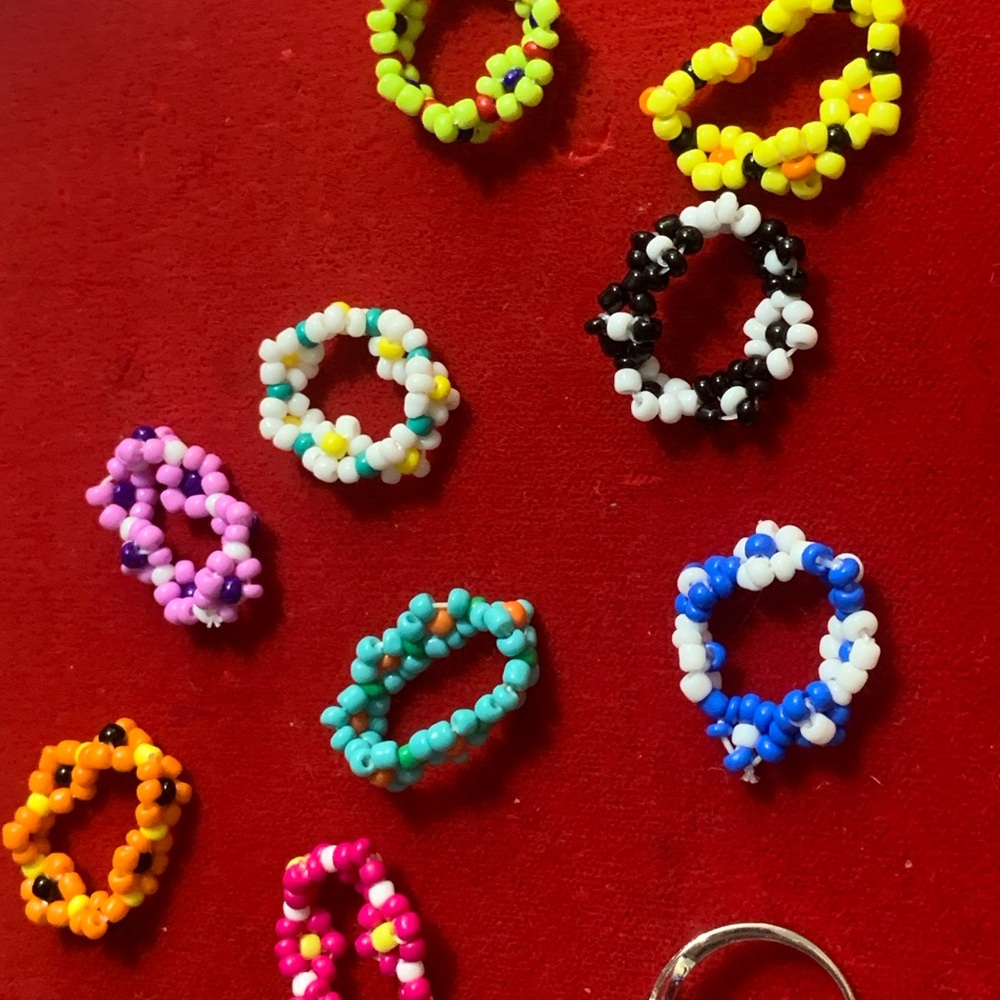 Colorful Beaded  Rings Set